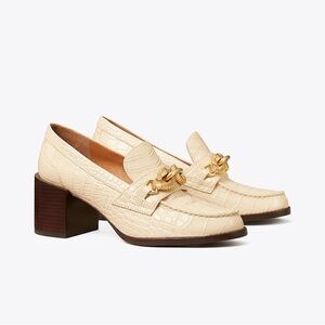 NIB Tory Burch Size 9 Jessa Pump New Cream Soft Croc Embossed Horse Head $398